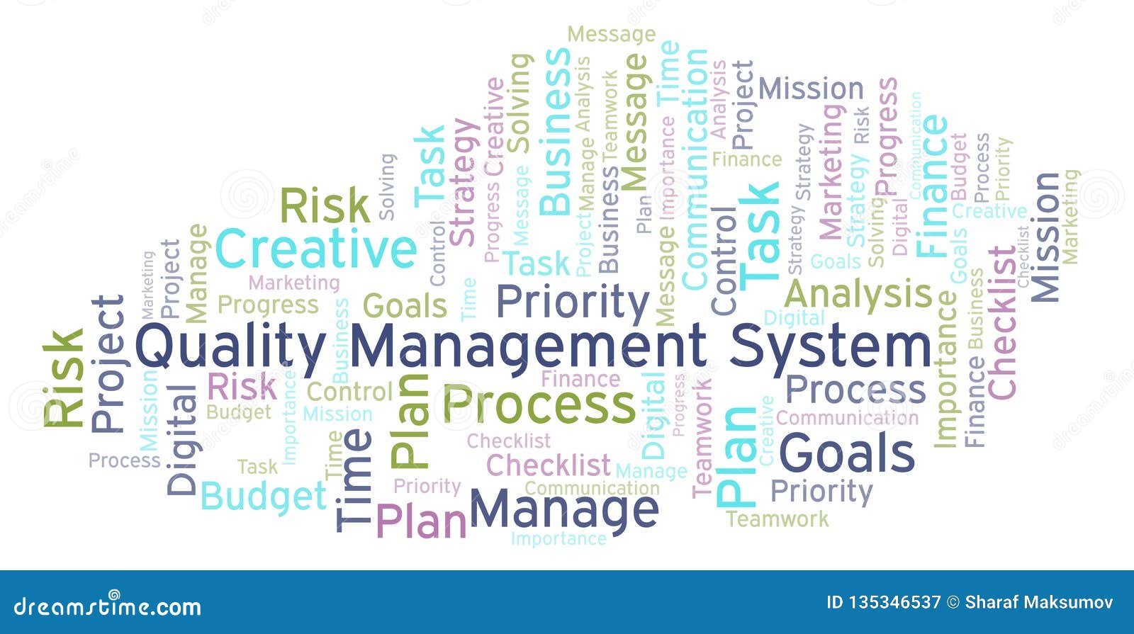 Quality Management System Word Cloud, Made with Text only Stock