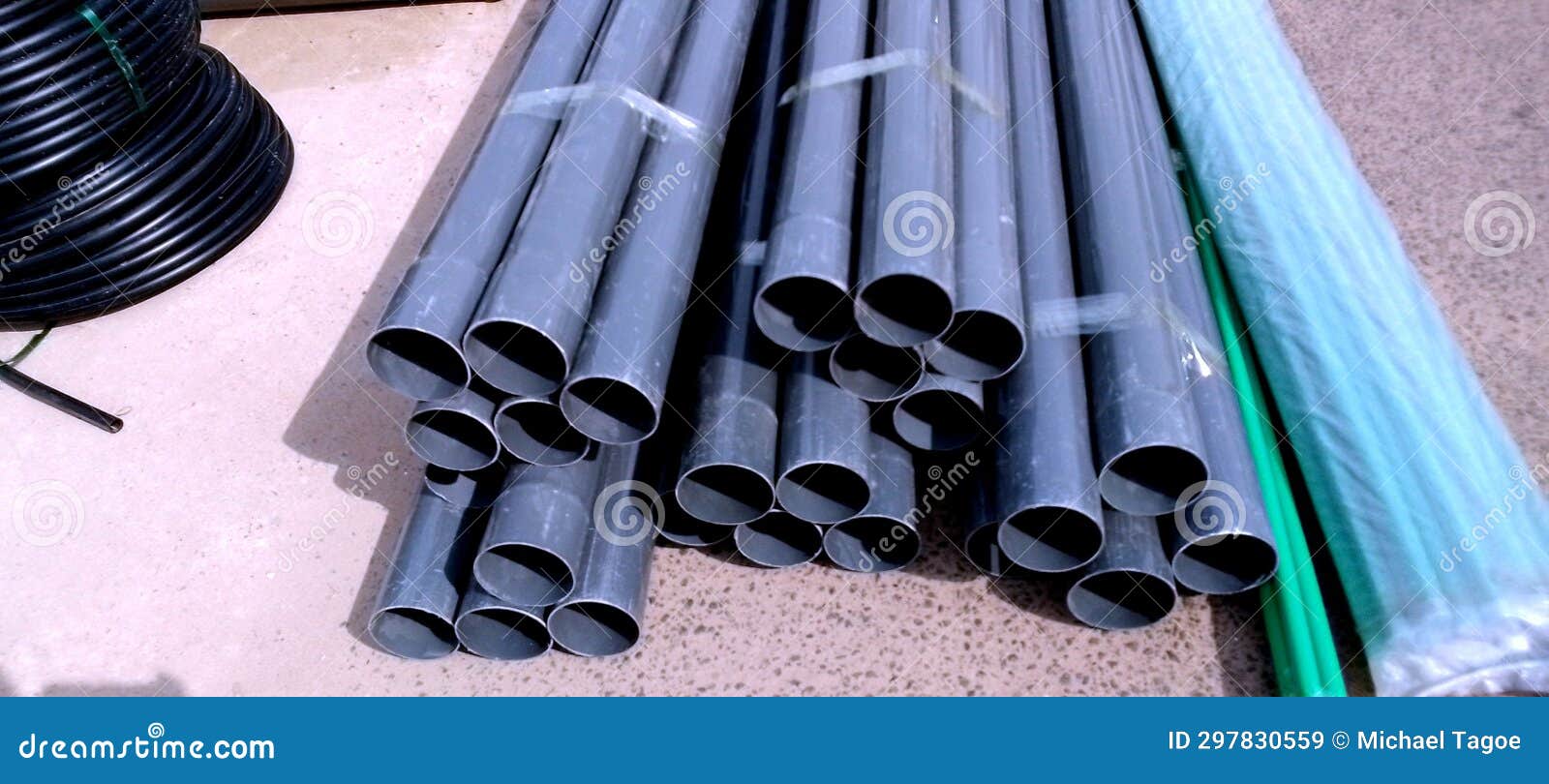 Stacked of pvc pipe stock image. Image of pipeline, plastic 297830559
