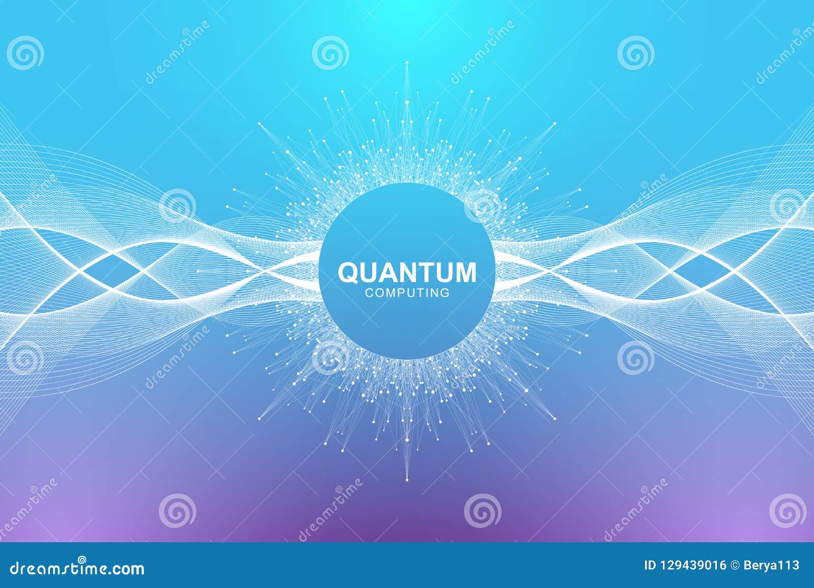 quantum computer technology concept. deep learning artificial intelligence. big data algorithms visualization for
