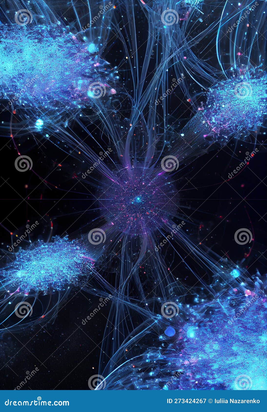 quantum entanglement in the form of multi-colored intersecting waves. ai generated