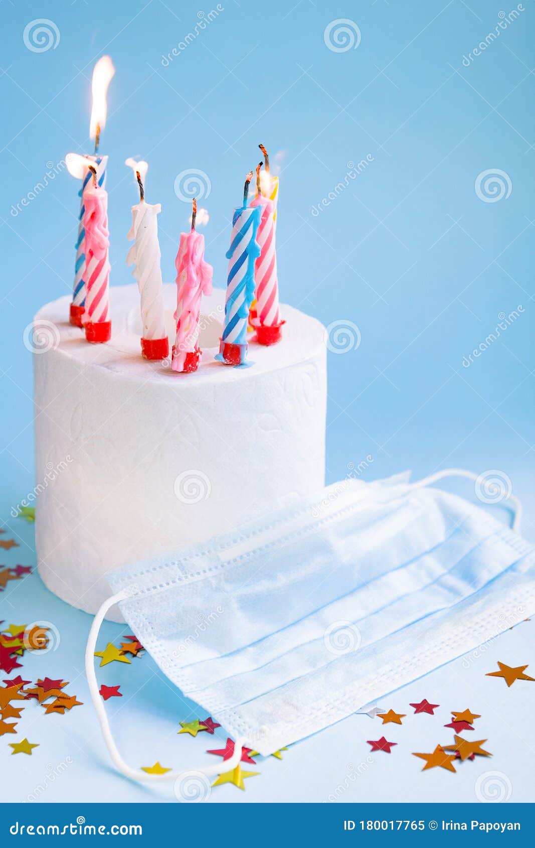 Quarantine Birthday. Candles in Roll of White Toilet Paper As ...