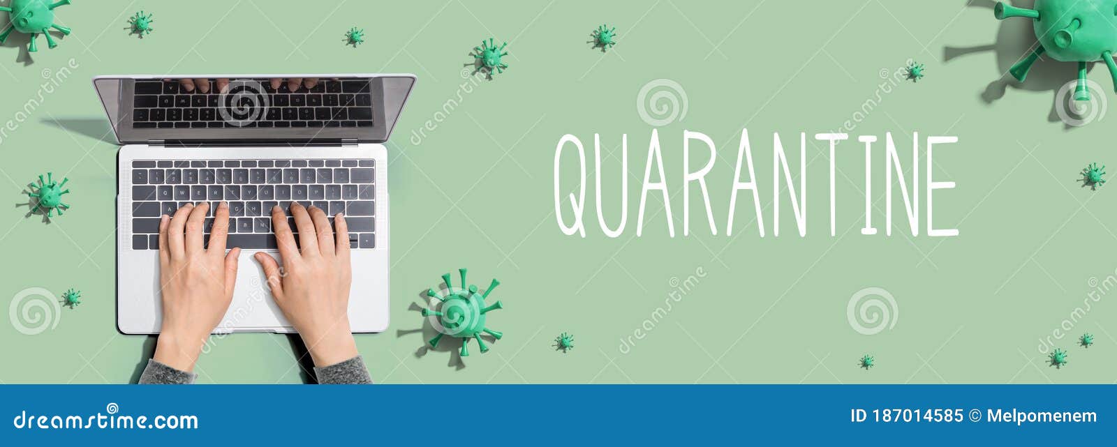 Quarantine Theme with Person Using Laptop Computer Stock Image Image