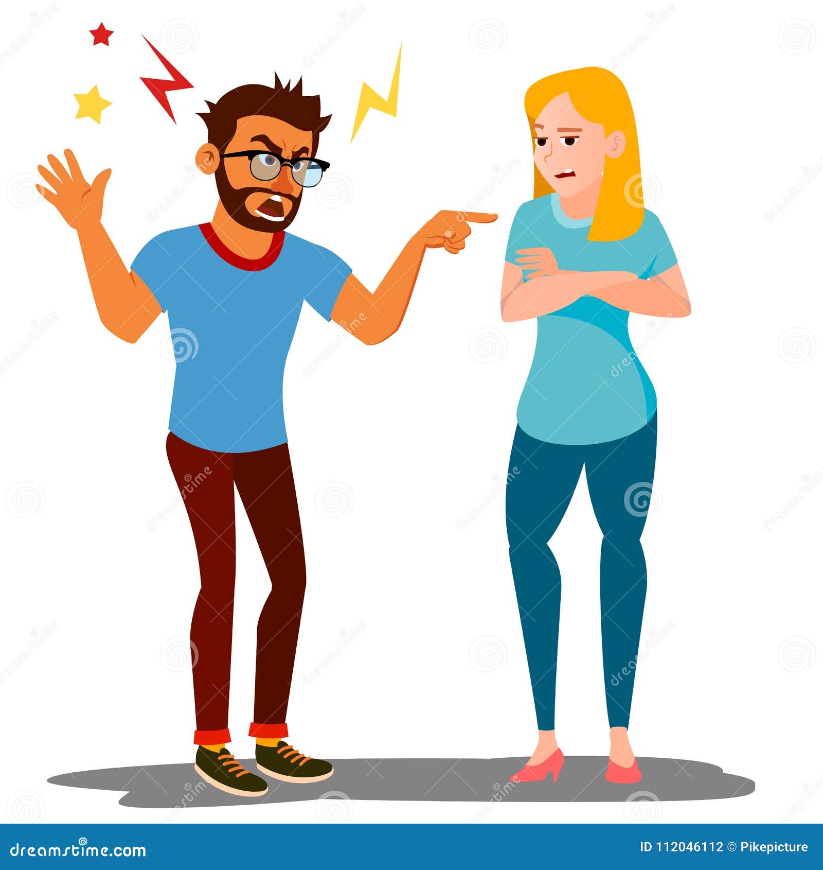 Quarrel Man and Woman Vector. Conflict. Disagreements. Quarreling People  Concept. Angry People. Shouting. Cartoon Stock Vector - Illustration of  couple, dispute: 112046112