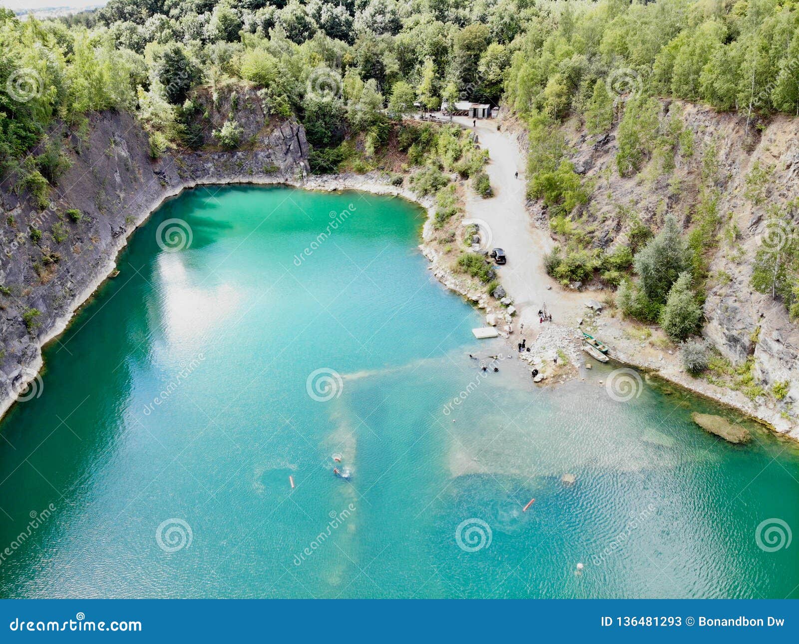 Aerial View of Quarry. Dive Site. Famous Location for Fresh Water