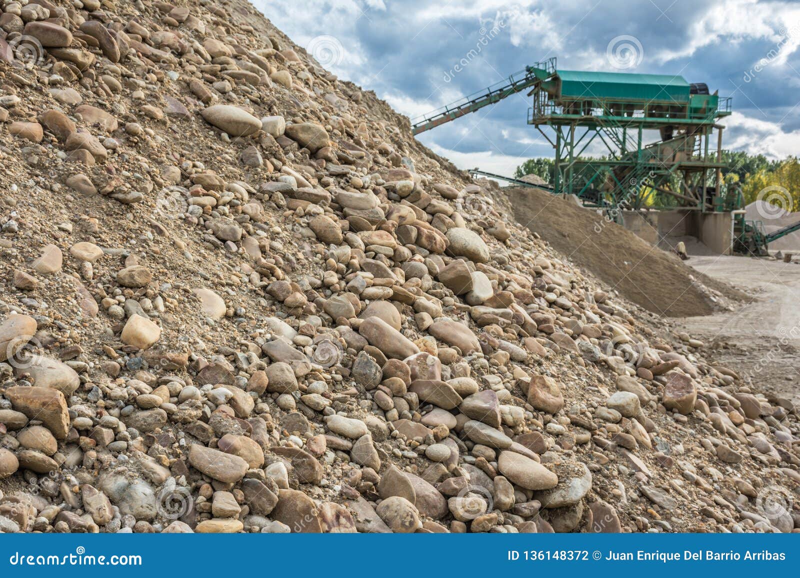 Quarry of River Sand for Its Transformation and Processed in Sand or Gravel Stock Photo Image