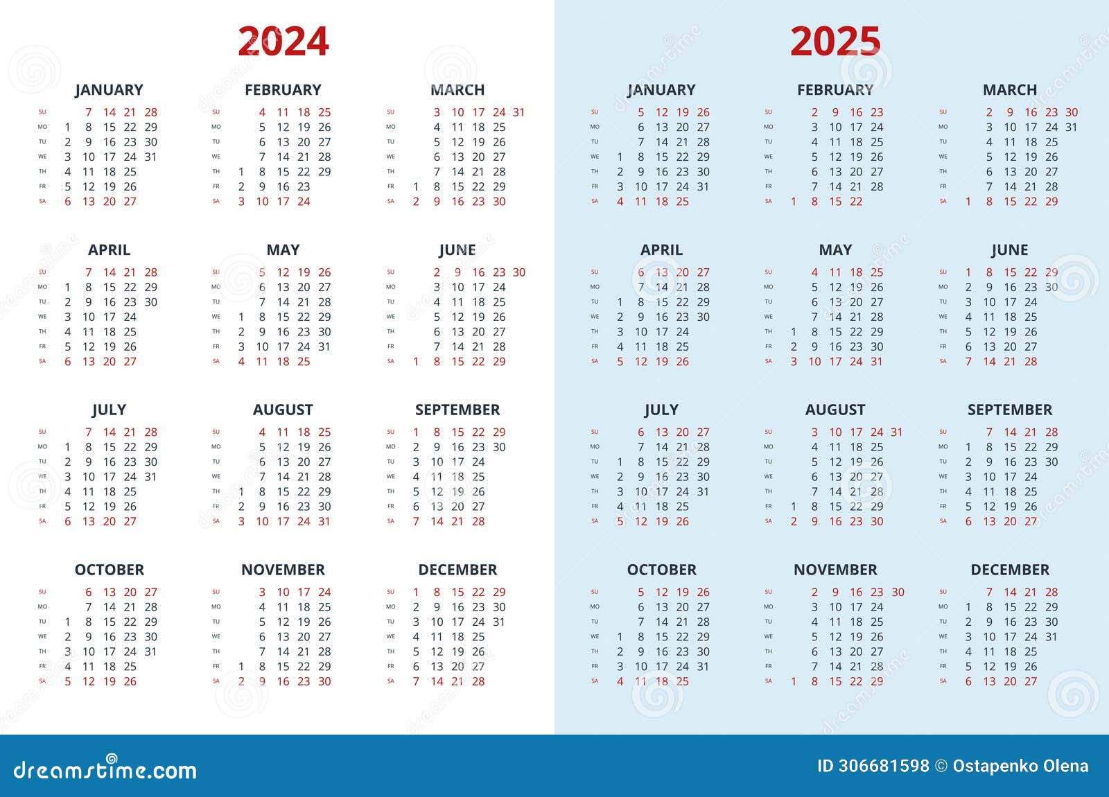 Quarter Calendar Template for 2025, 2025 Year. Wall Calendar Grid in a