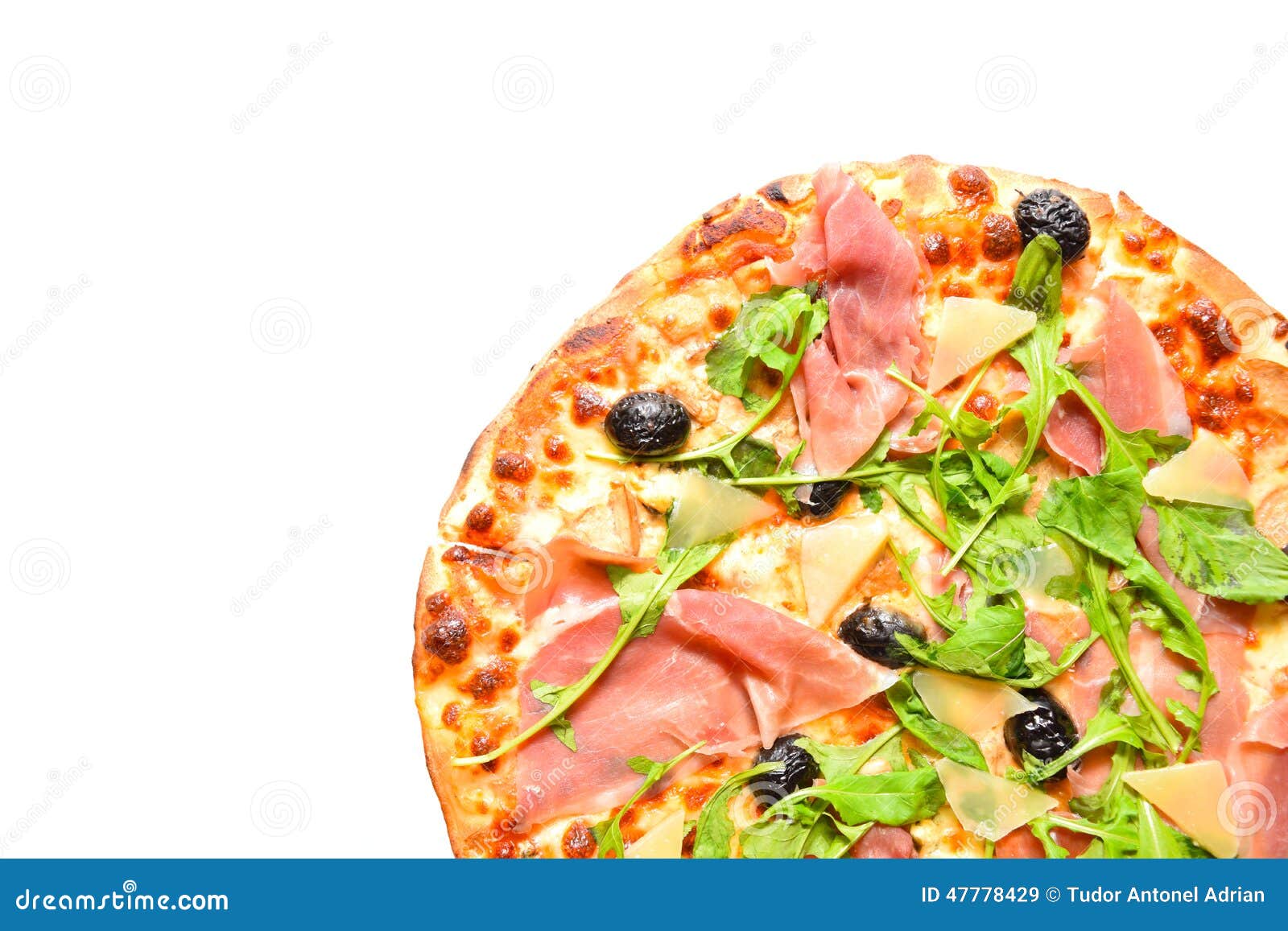 Quarter pizza stock image. Image of arugula, isolated 47778429