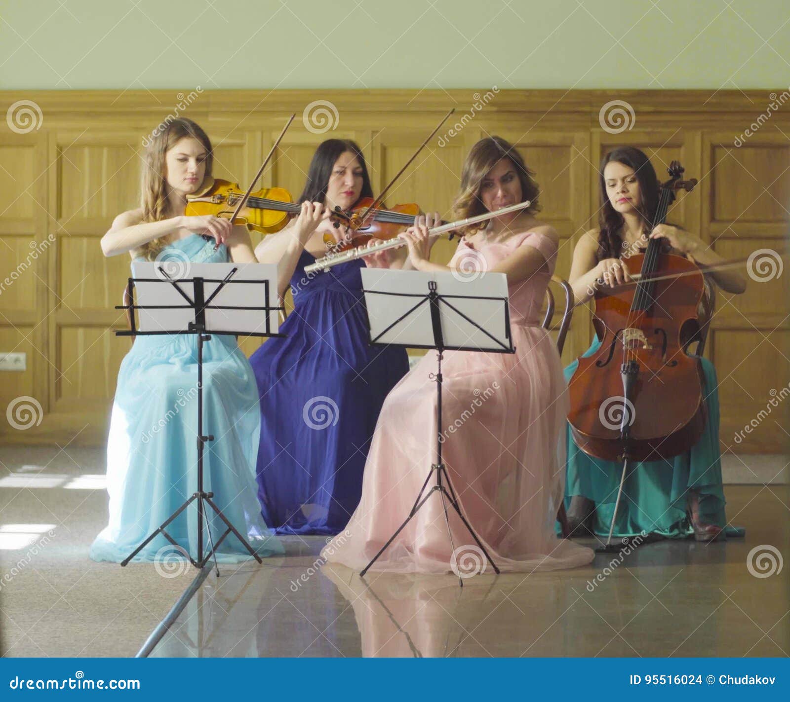 Quartet Playing Classic Music Stock Photo Image of lady, dress 95516024