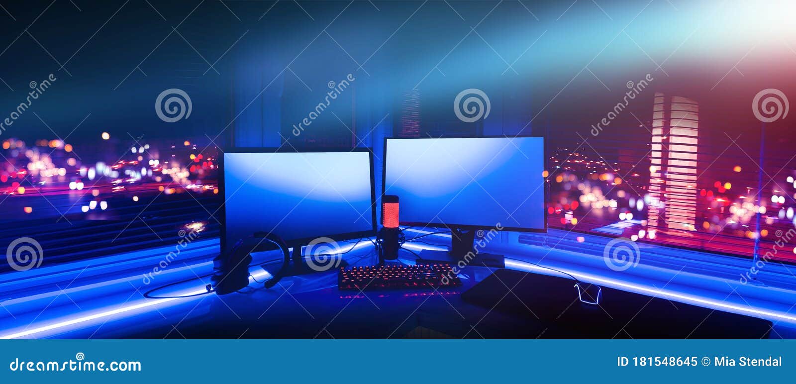 Um jogo de impressão 3d é exibido em uma sala com luz neon azul