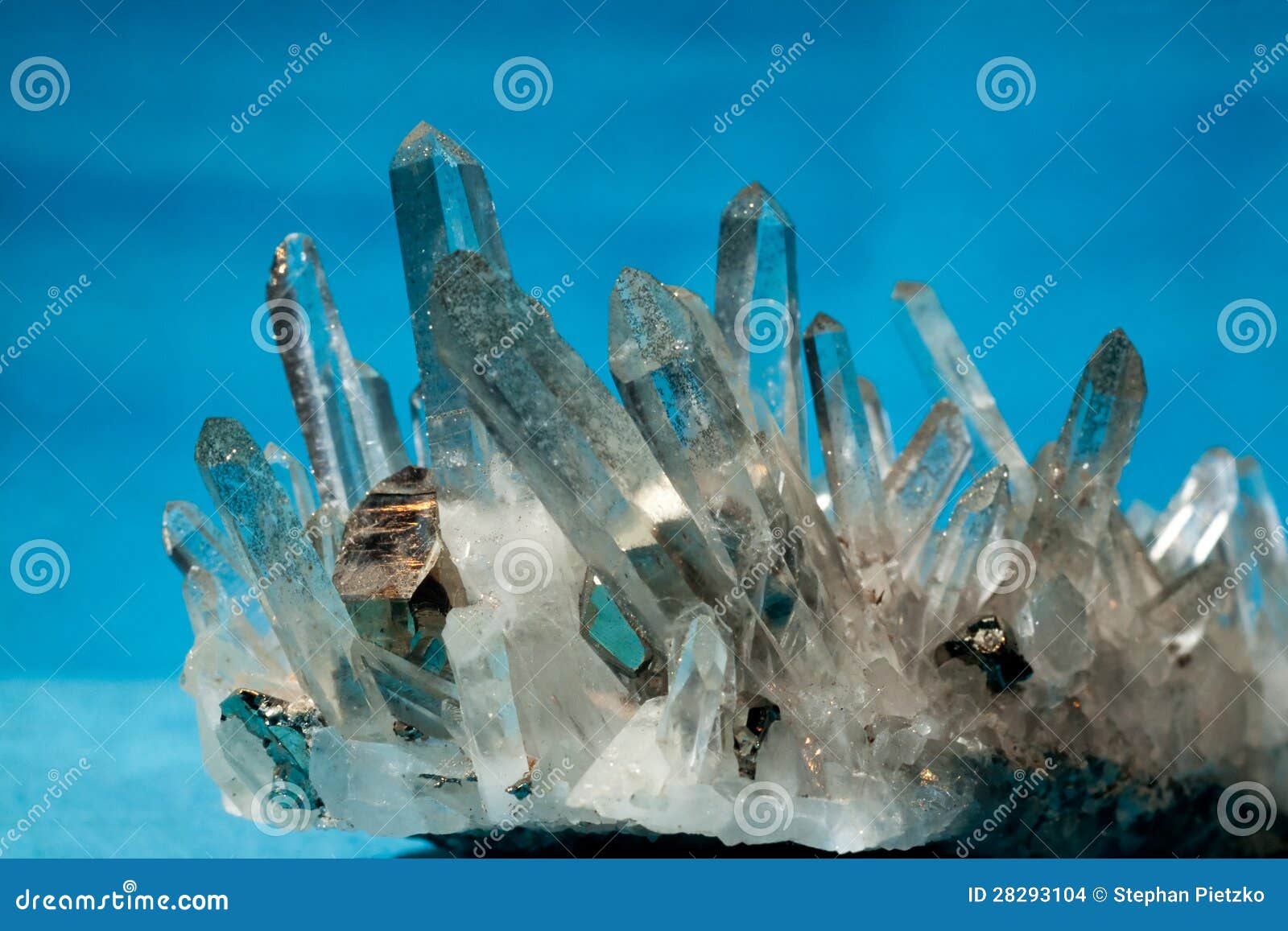 Quartz with Pyrite Fools Gold Crystals Grown on Stock Photo Image of