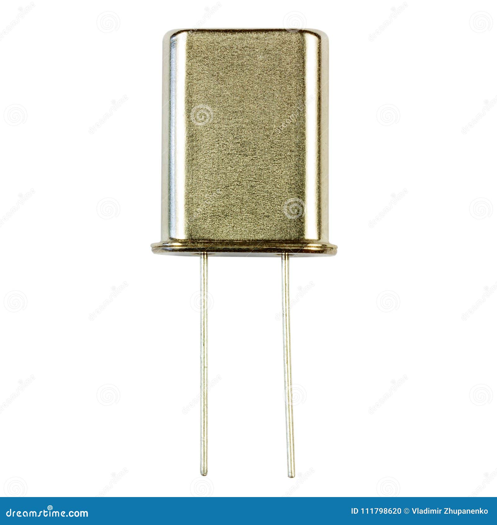 Quartz Resonator Closeup Isolated On White Background. Electronic