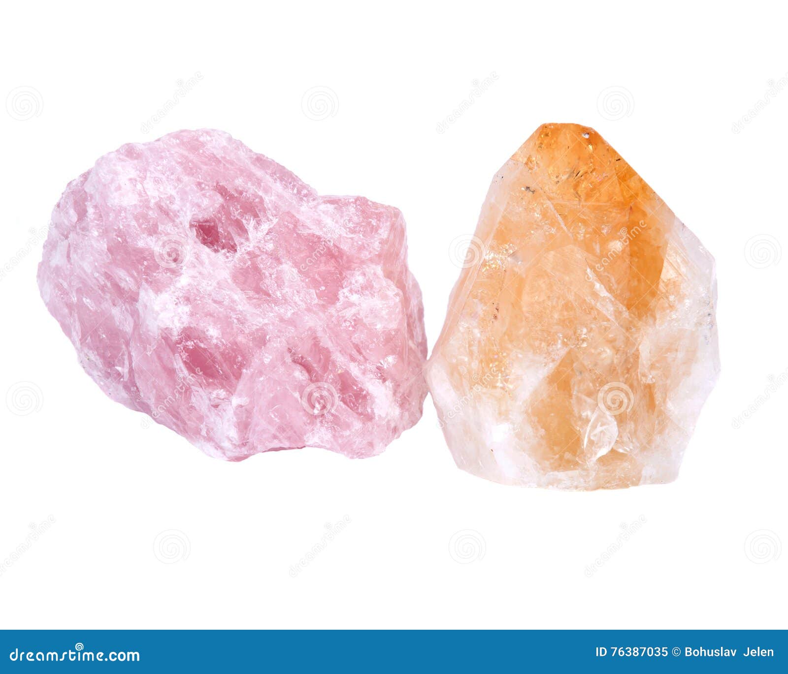 quartz rose and citrine stones