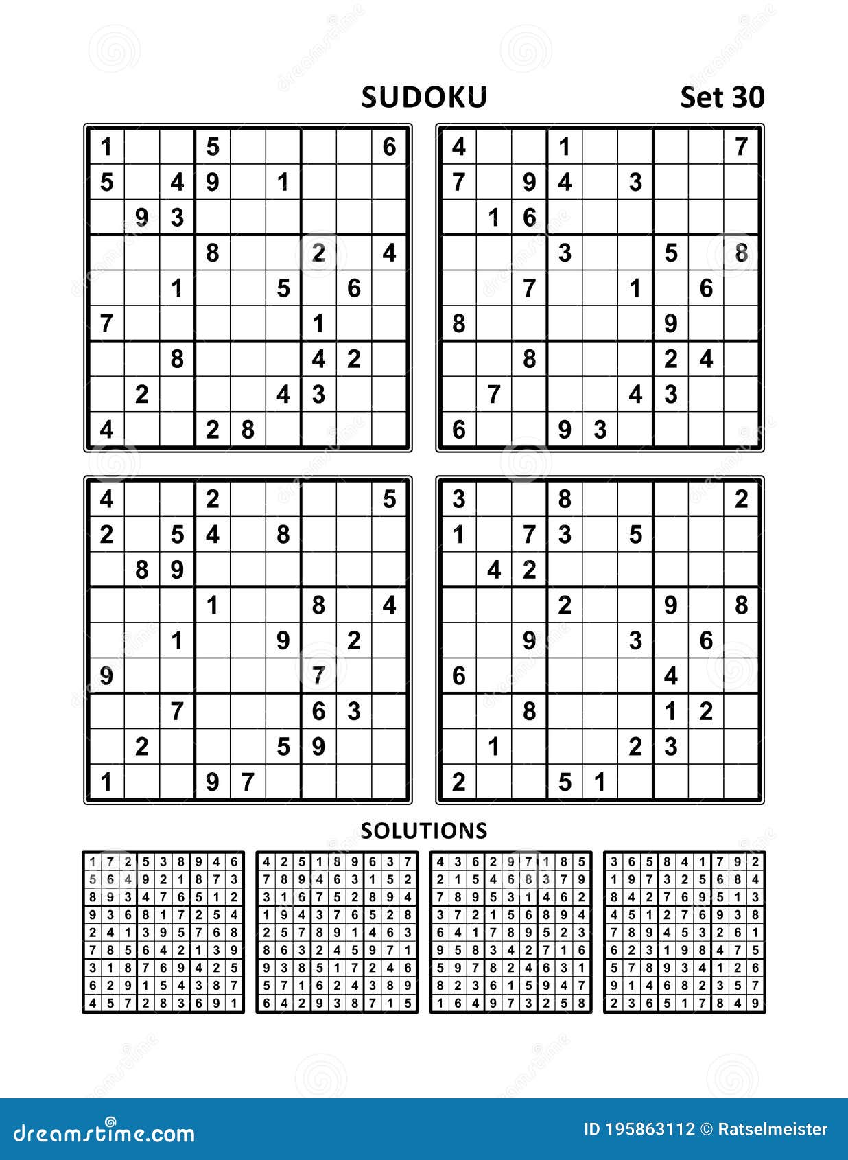 Quatro Quebra-cabeças Sudoku De Nível Médio, Respostas Incluídas. Set 27.  Royalty Free SVG, Cliparts, Vetores, e Ilustrações Stock. Image 155175861