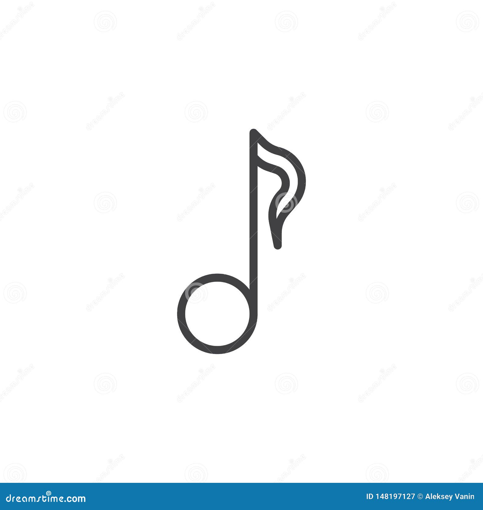 quaver or eighth music note line icon