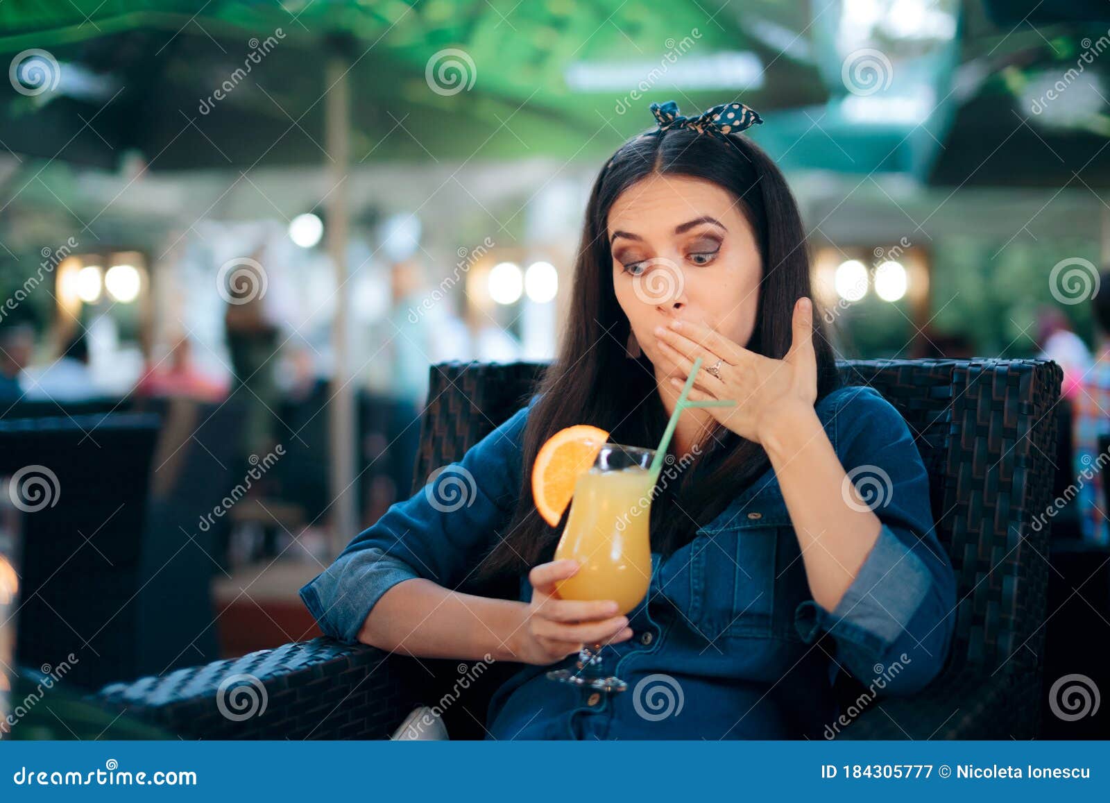 Nauseated Woman Drinking Lemonade Feeling Sick Stock Image - Image of ...