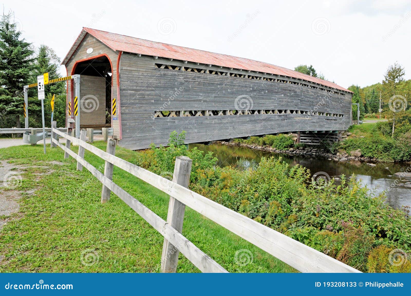 Quebec; Canada June 25 2018 Covered Bridge of Saint Adalbert