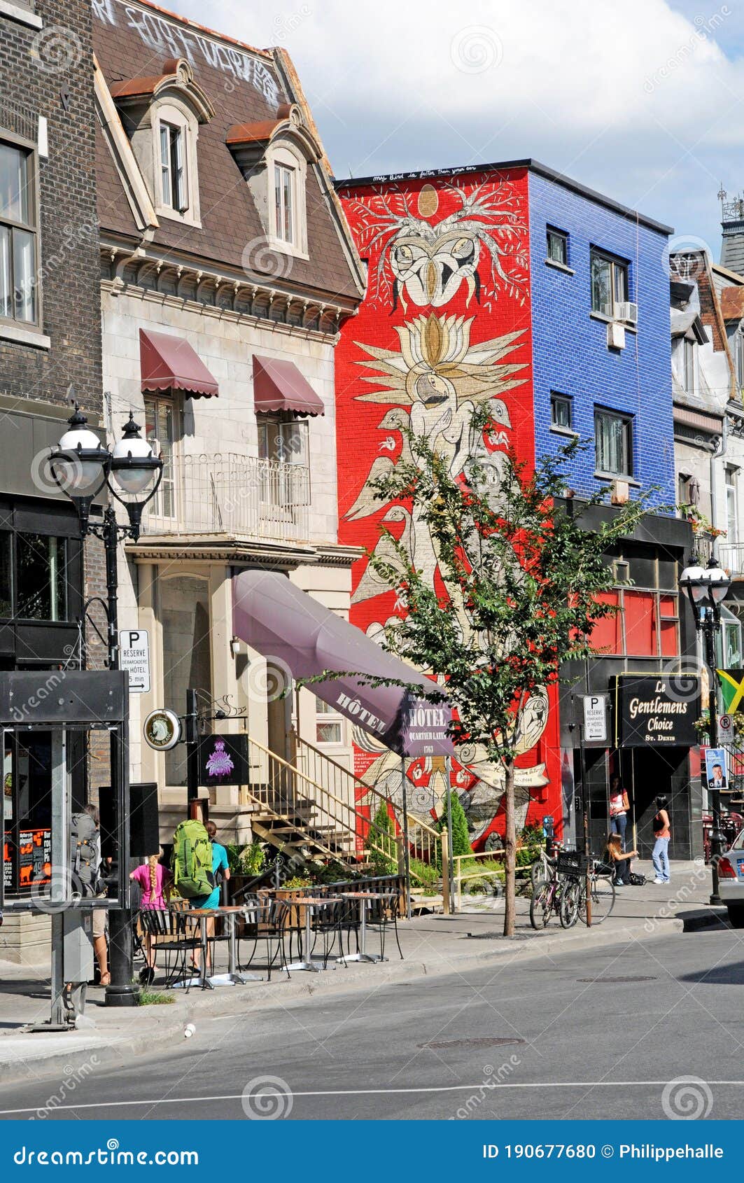 Quebec; Canada June 25 2018 Saint Denis Street in Montreal Editorial
