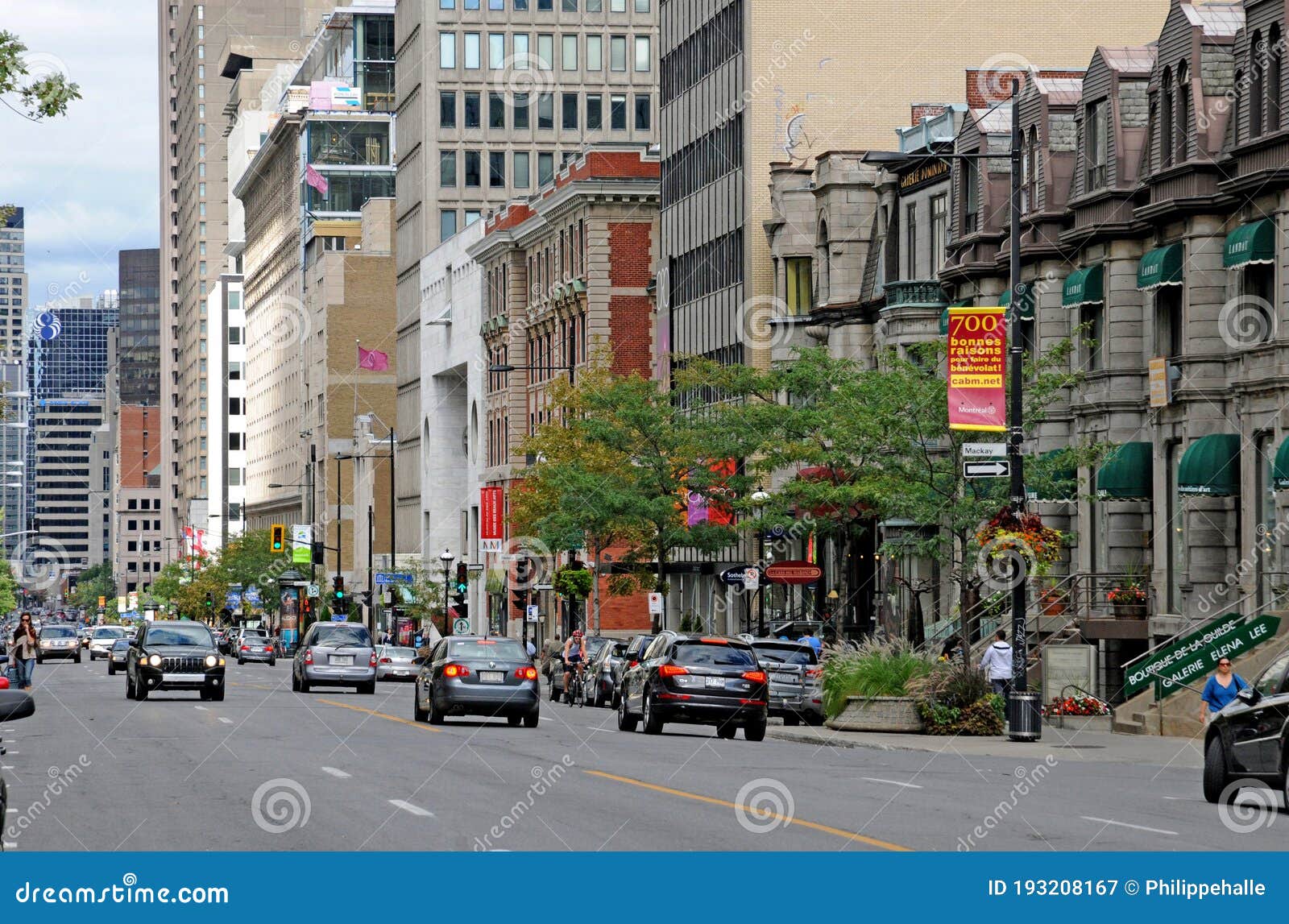 Quebec; Canada June 25 2018 Sherbrooke Street in Montreal Editorial