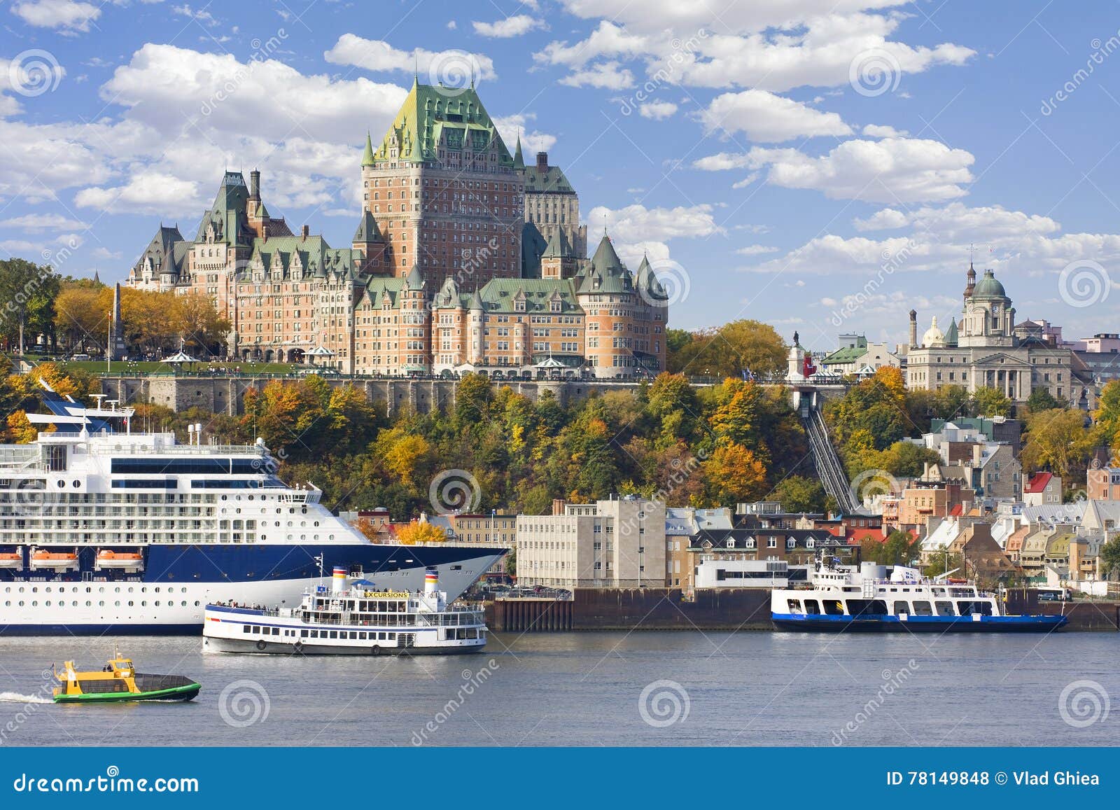 Quebec City and St Lawrence River in Autumn Stock Photo Image of