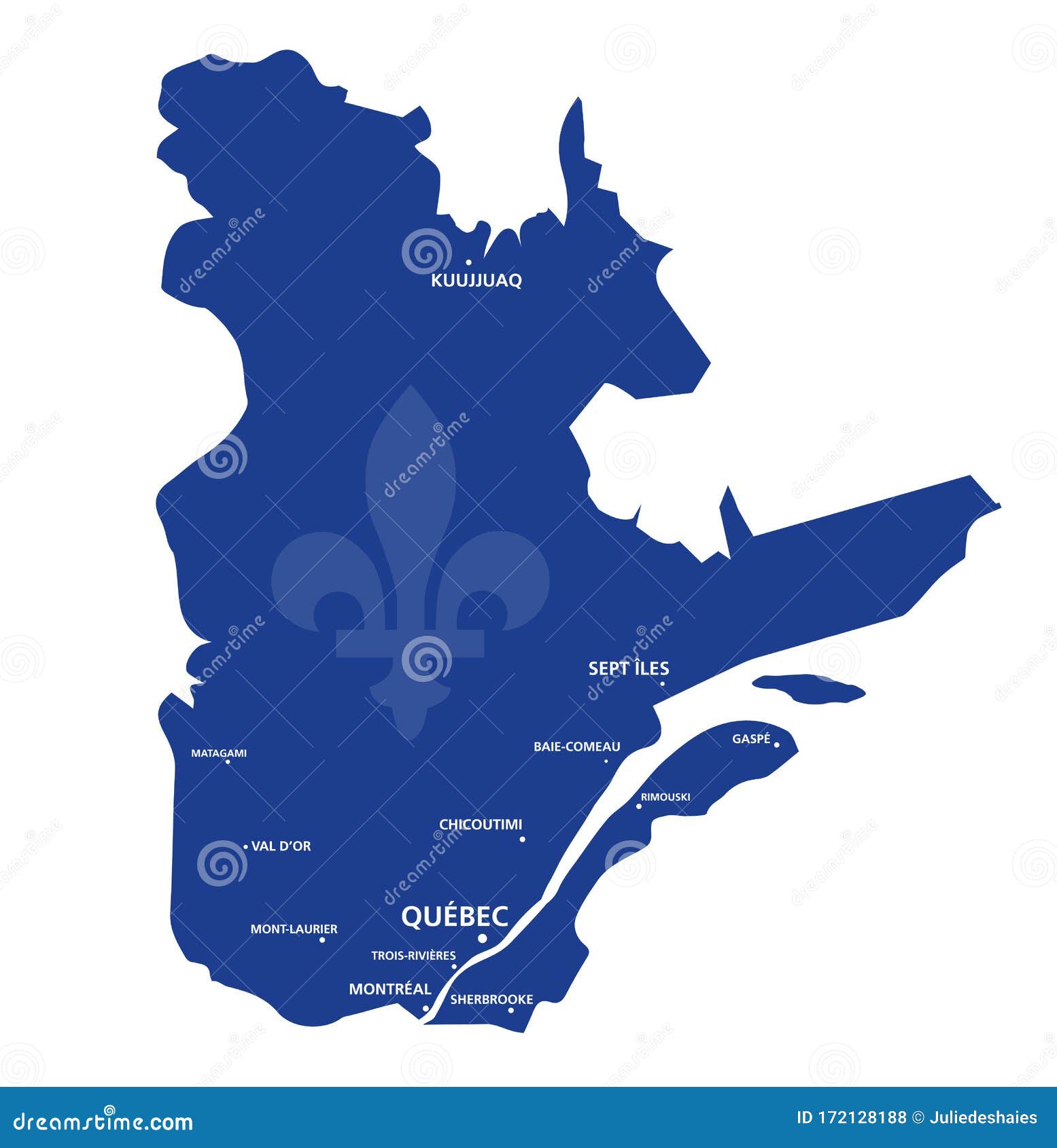 Quebec Map Province with Cities Stock Vector Illustration of