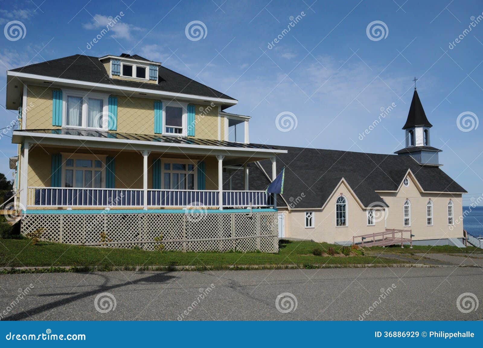 Quebec, the Small Village of La Martre Stock Image Image of house