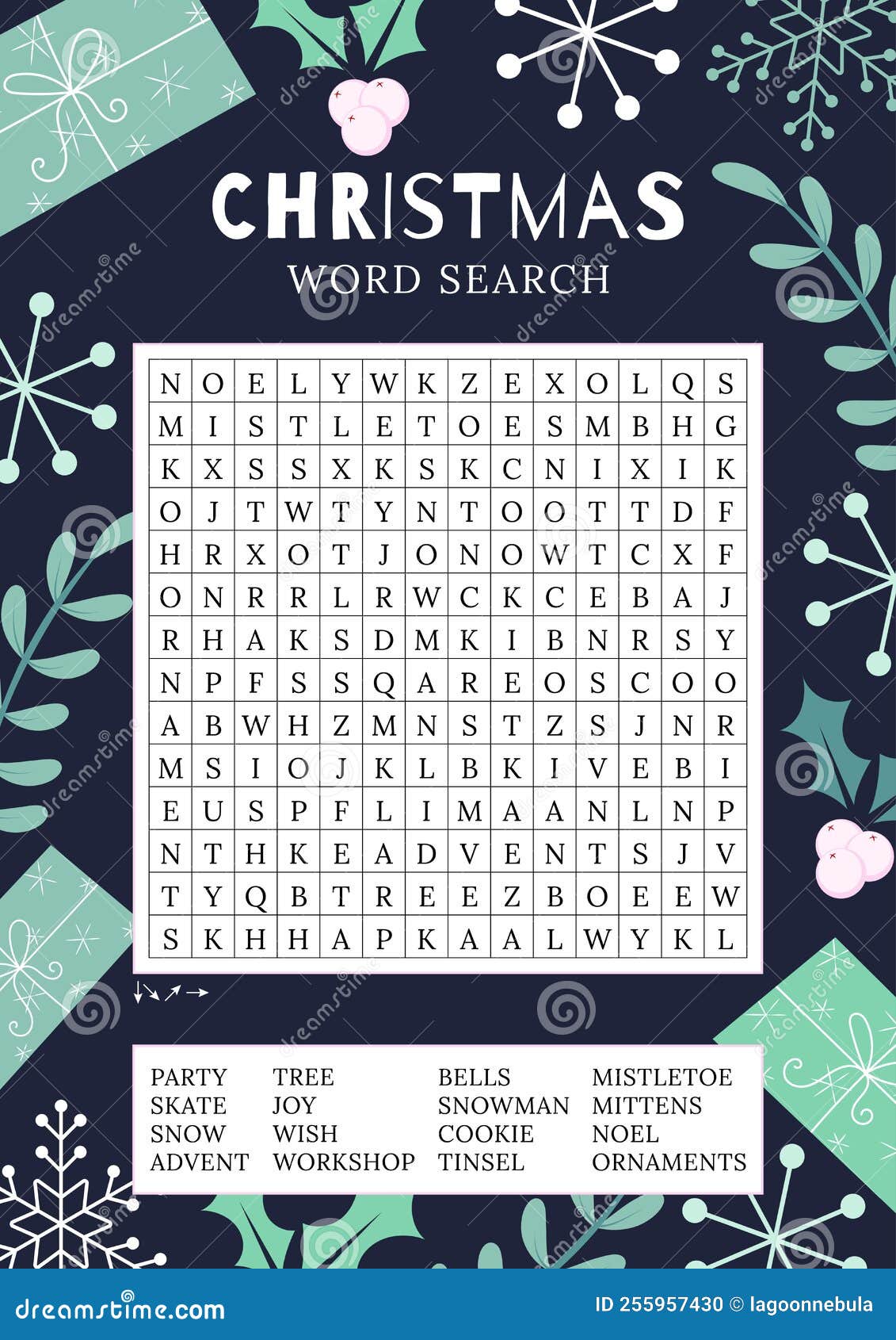 Jogo de busca de palavras planilha de quebra-cabeça de busca de palavras de  inverno para aprender inglês.