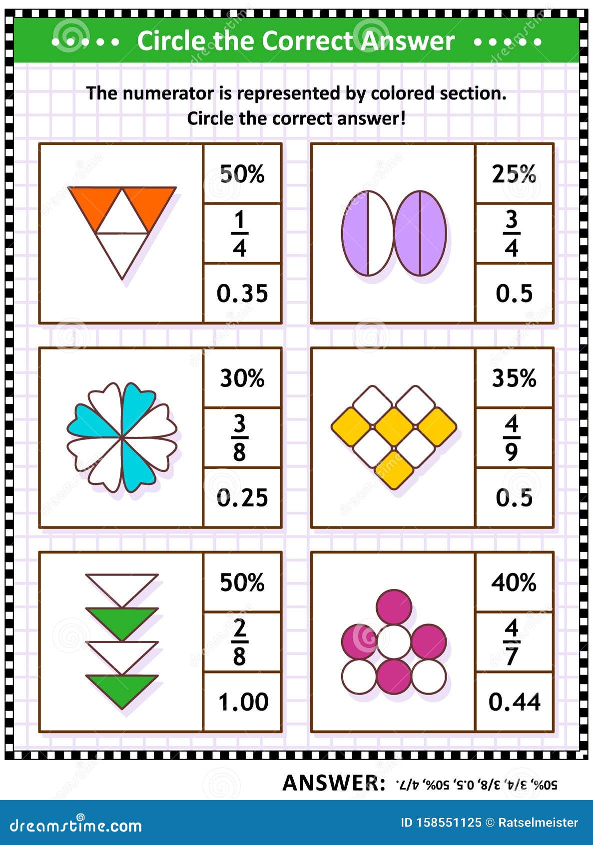 Jogo de matemática de fração matemática jogo de quebra-cabeça de