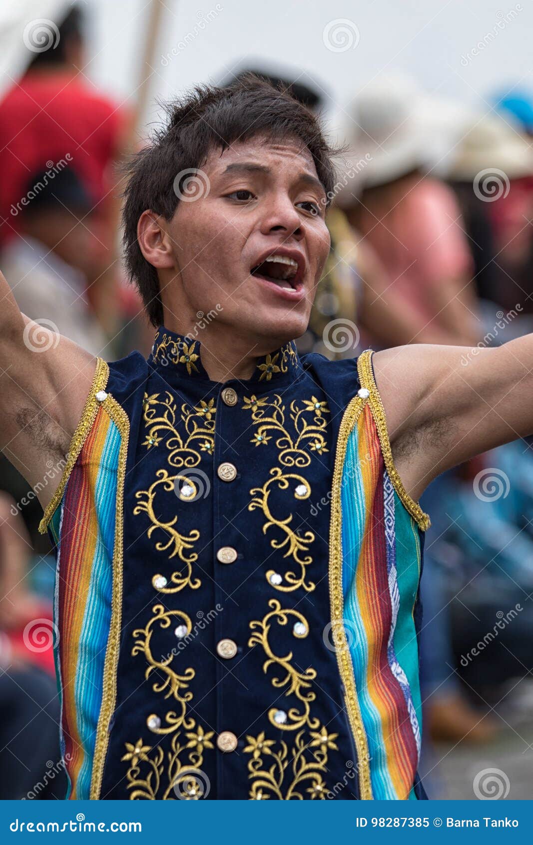 Quechua Man Dancing At Corpus Christi Parade Editorial Image