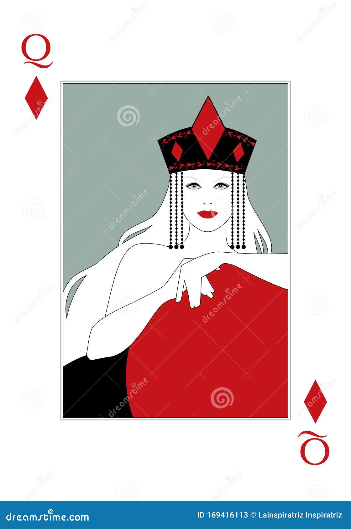 Queen of Diamonds with a Crown with the Diamond Symbol in the Center ...