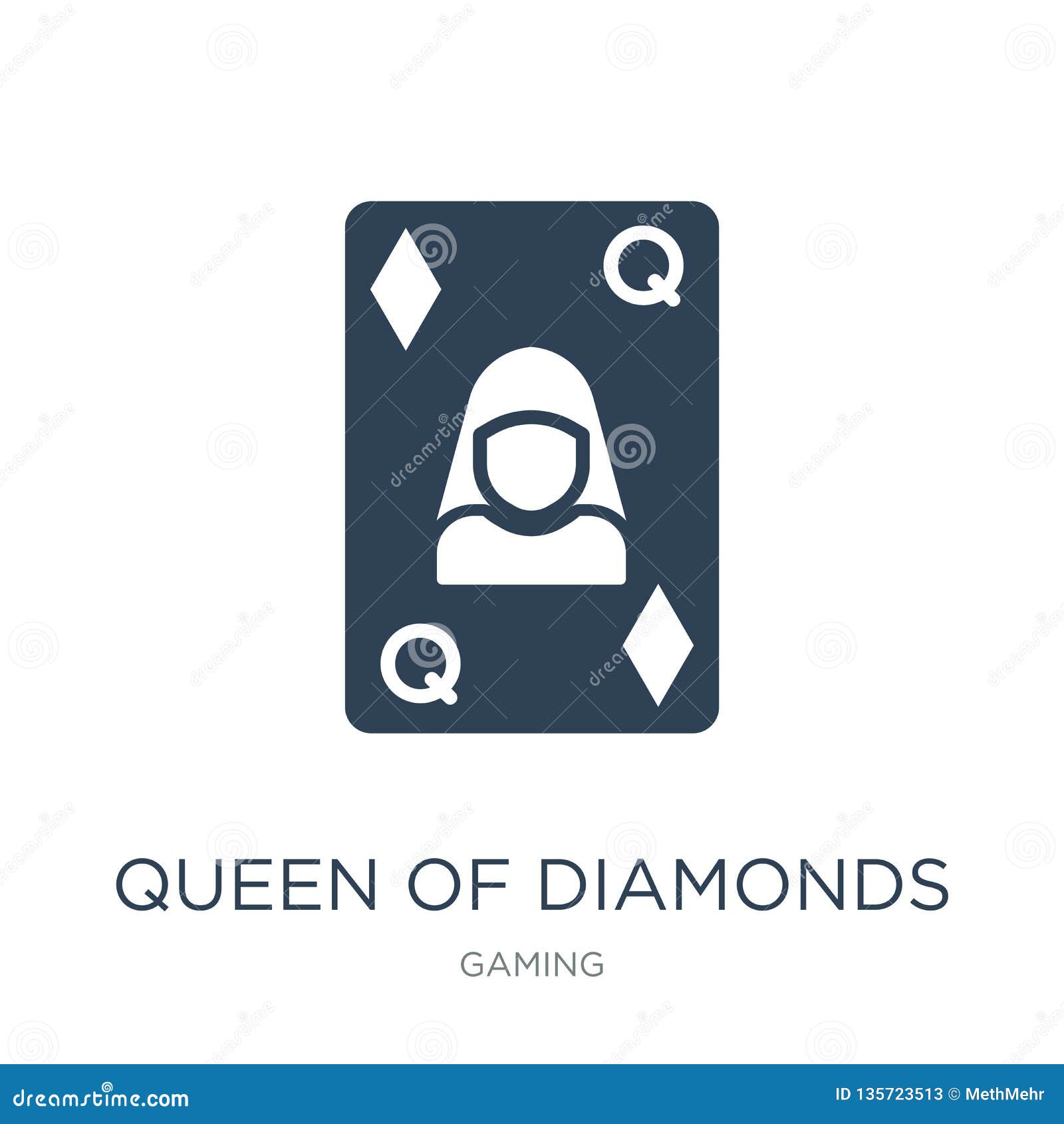Queen of Diamonds Icon in Trendy Design Style. Queen of Diamonds Icon