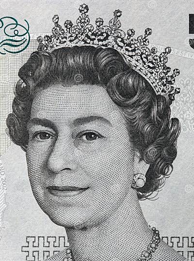 Queen Elizabeth II Portrait on 5 Pound Sterling Banknote Editorial ...