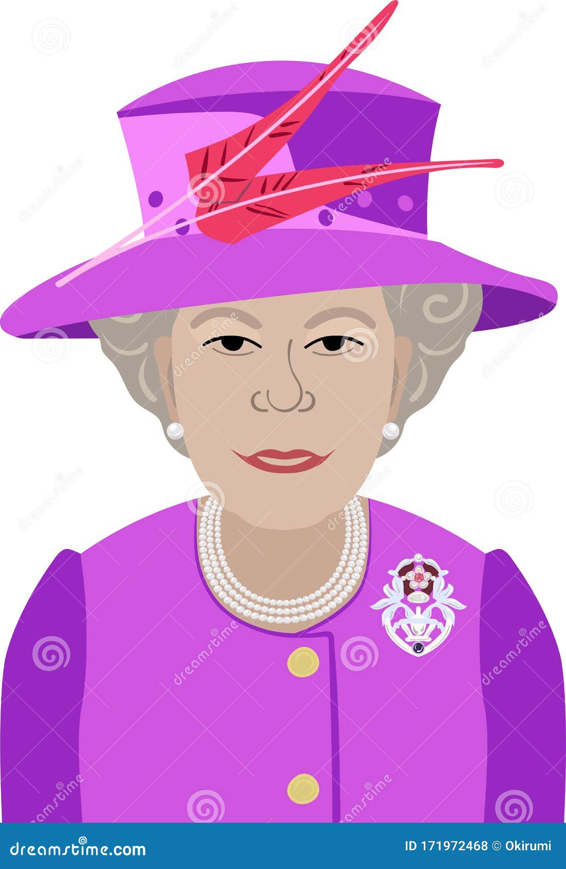 Queen_Elizabeth_II In Purple Costume Editorial Stock Photo