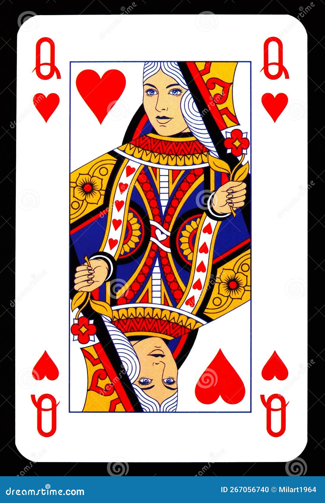 Queen of Hearts Playing Card Stock Photo - Image of play, heart: 267056740