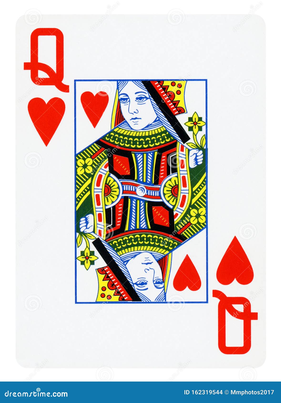 Queen of Hearts Playing Card - Isolated on White Stock Photo - Image of ...