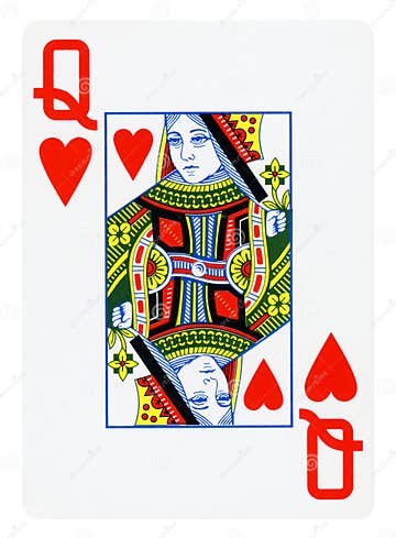 Queen of Hearts Playing Card - Isolated on White Stock Photo - Image of ...