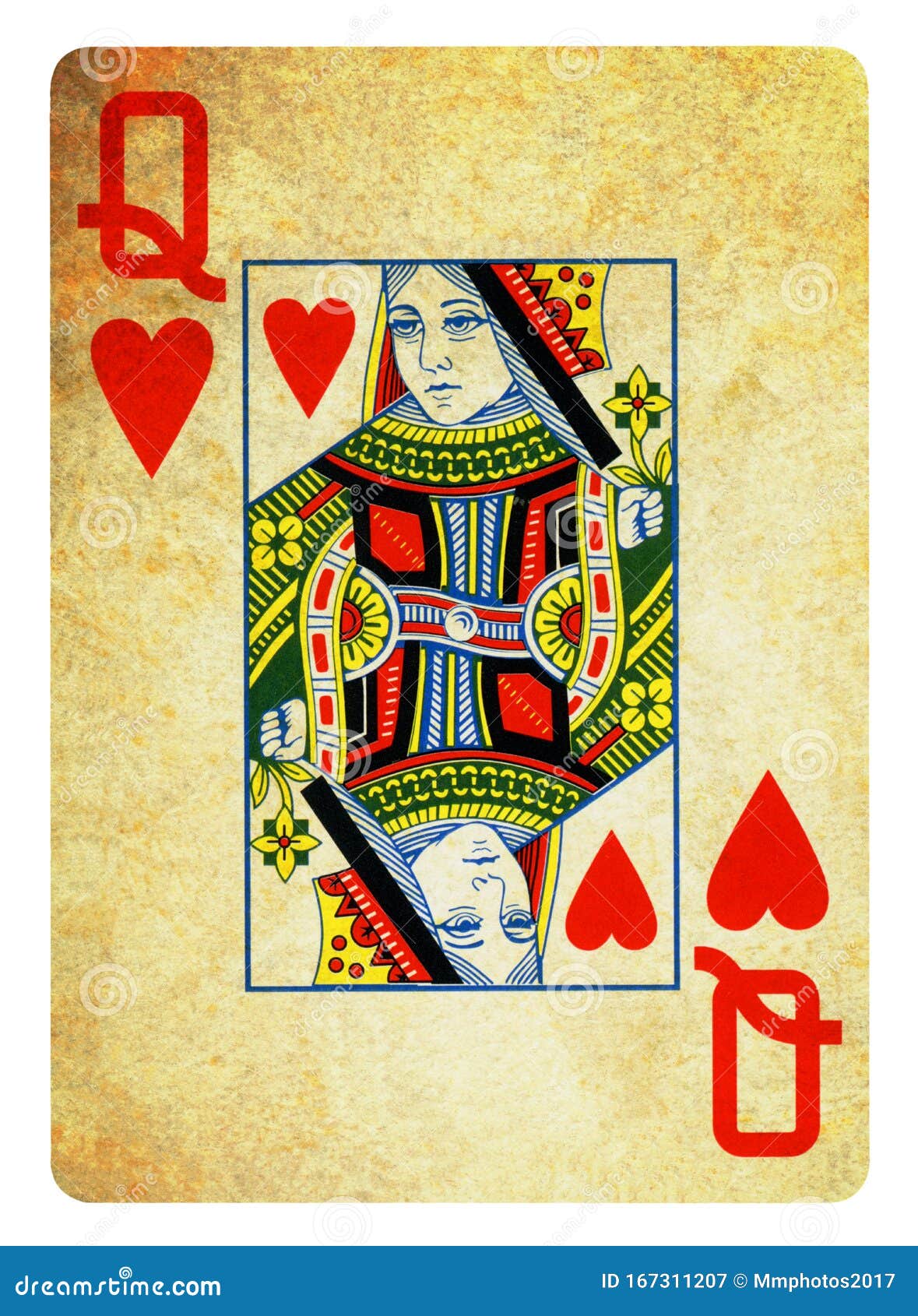 Hearts Suit Vintage Playing Cards - Isolated on White Stock Image ...