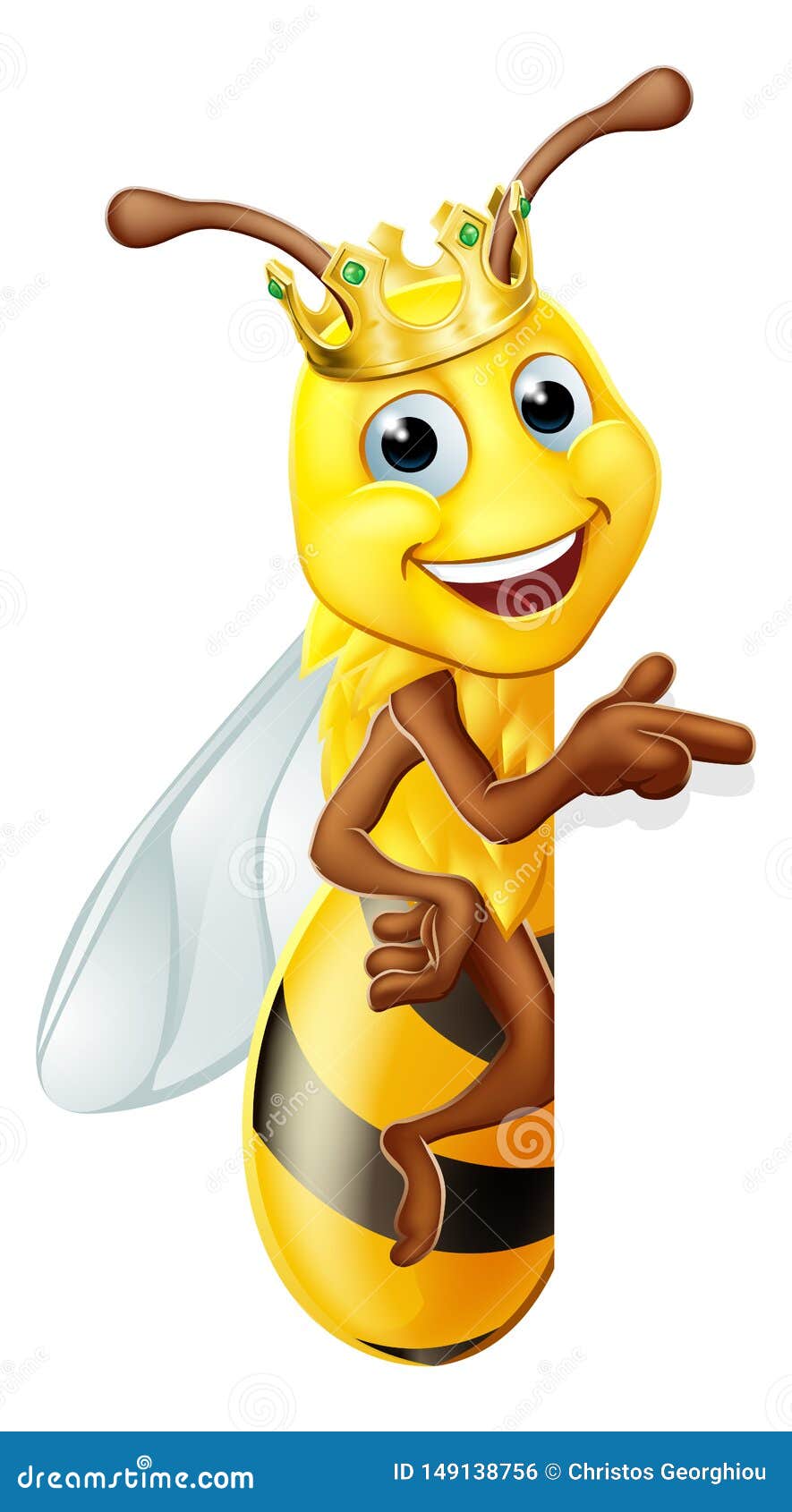 Download Queen Honey Bumble Bee Bumblebee In Crown Cartoon Stock ...