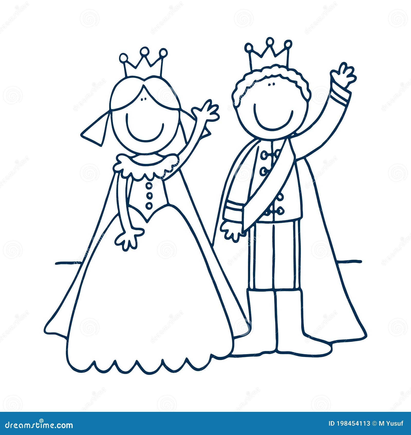 Cartoon style of king and queen Royalty Free Vector Image