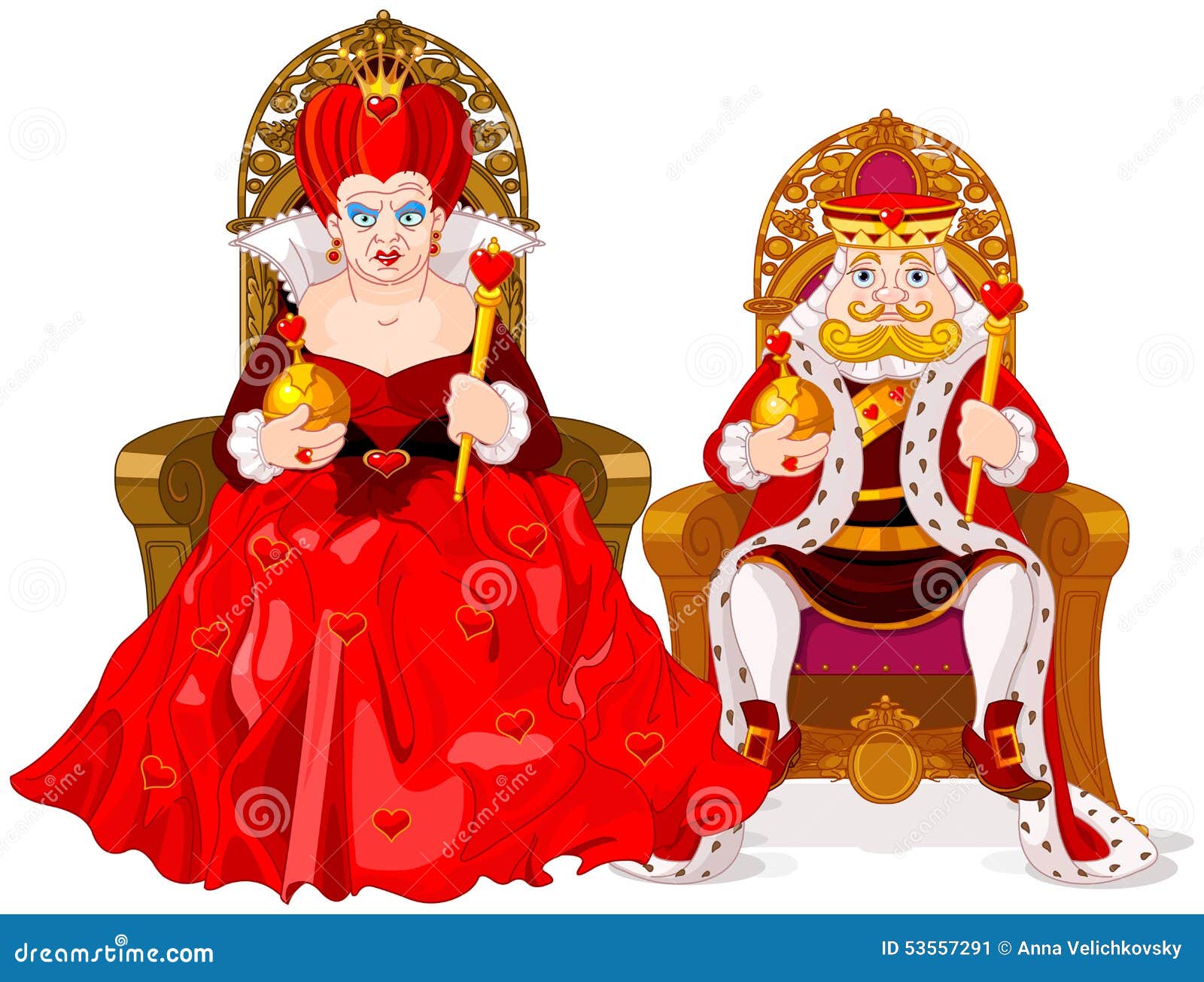 Cartoon style of king and queen Royalty Free Vector Image