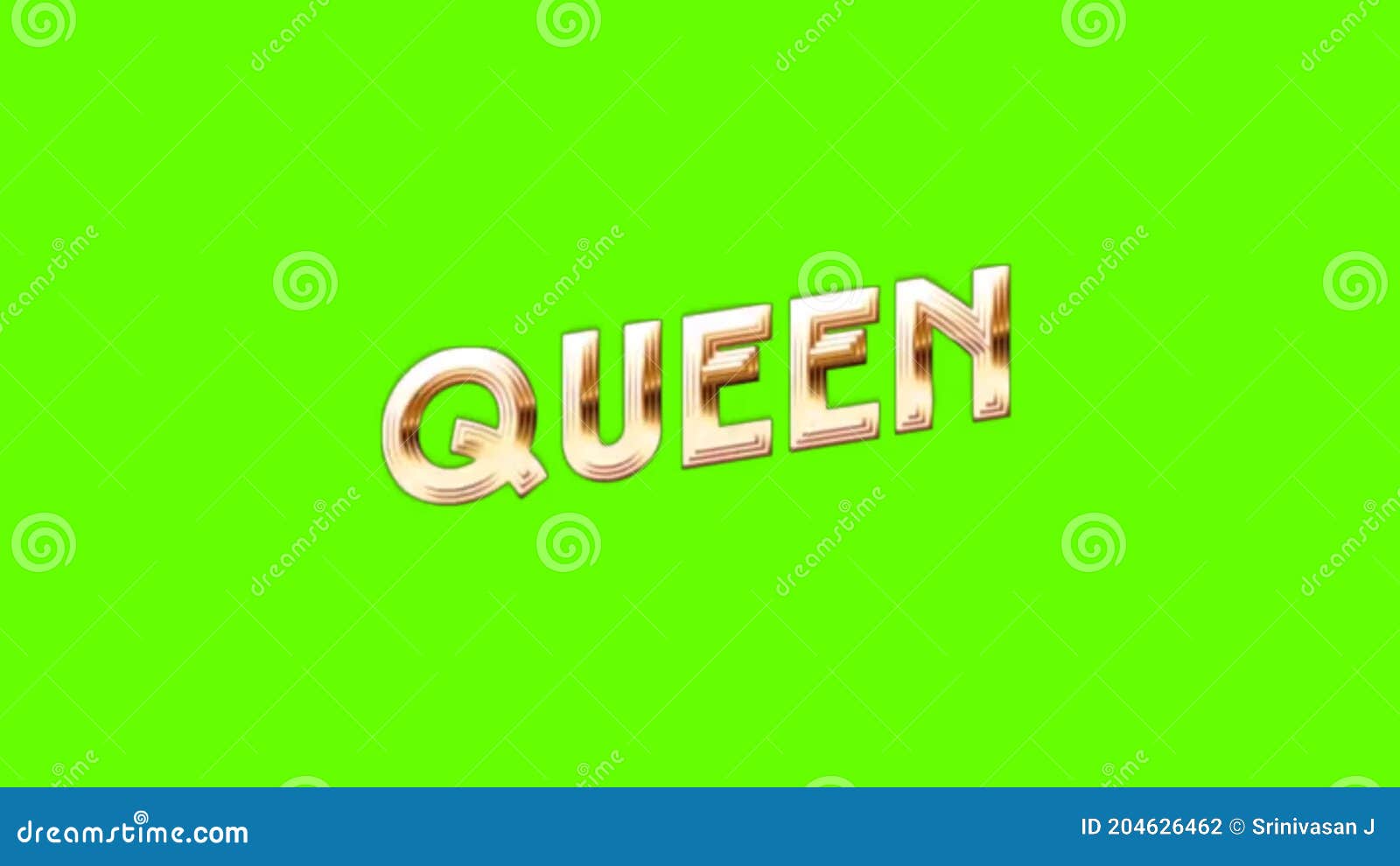 Queen Neon Sign Appear on Green Screen Background. Retro Neon Sign