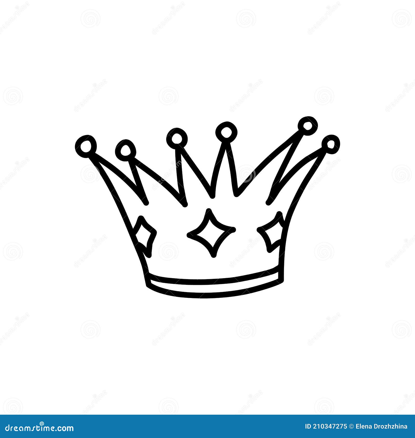 Queen`s Crown Sketch. Princess Headdress with Precious Stones Stock ...