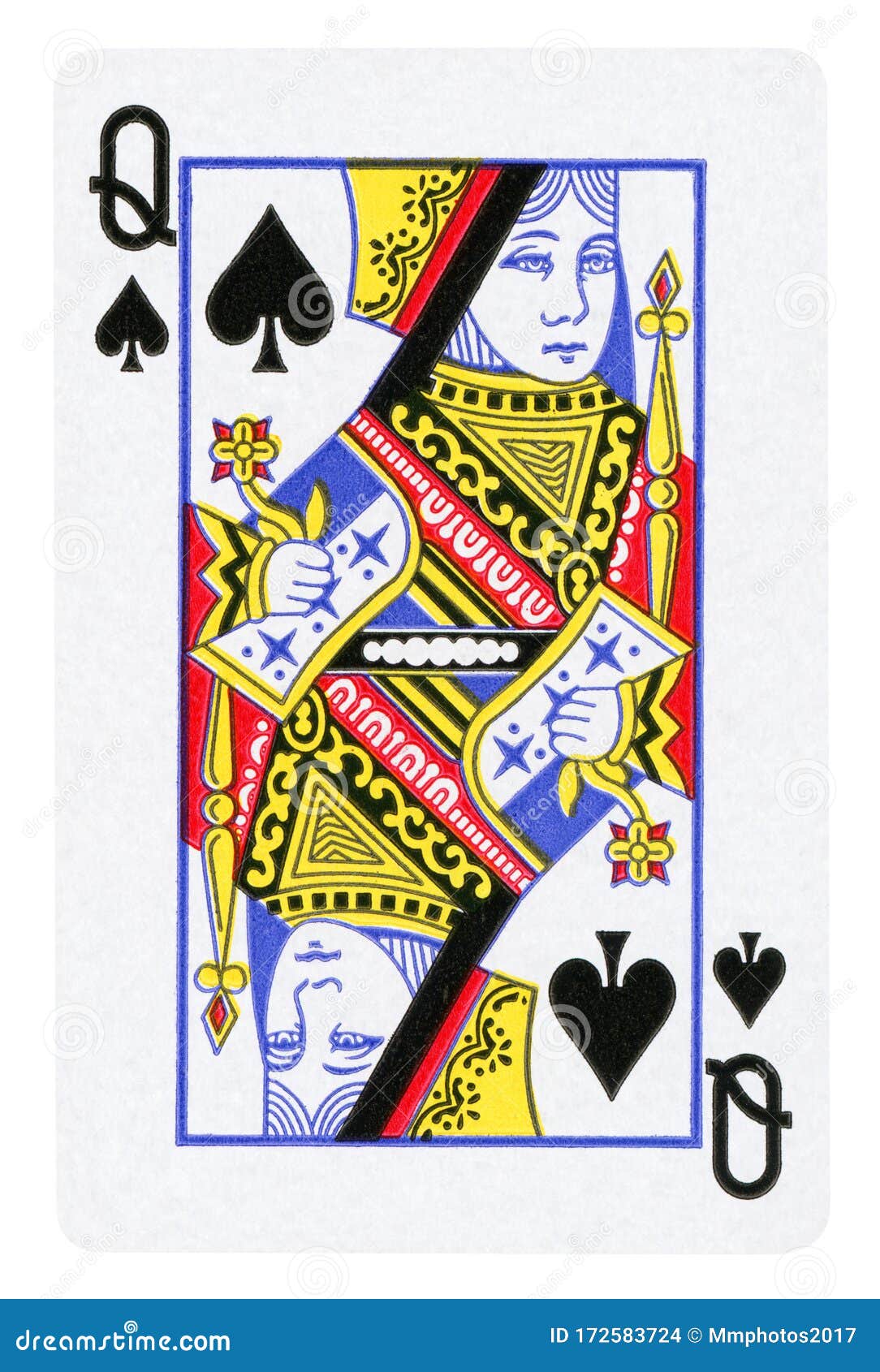 Queen of Spades Playing Card - Isolated on White Stock Photo - Image of ...