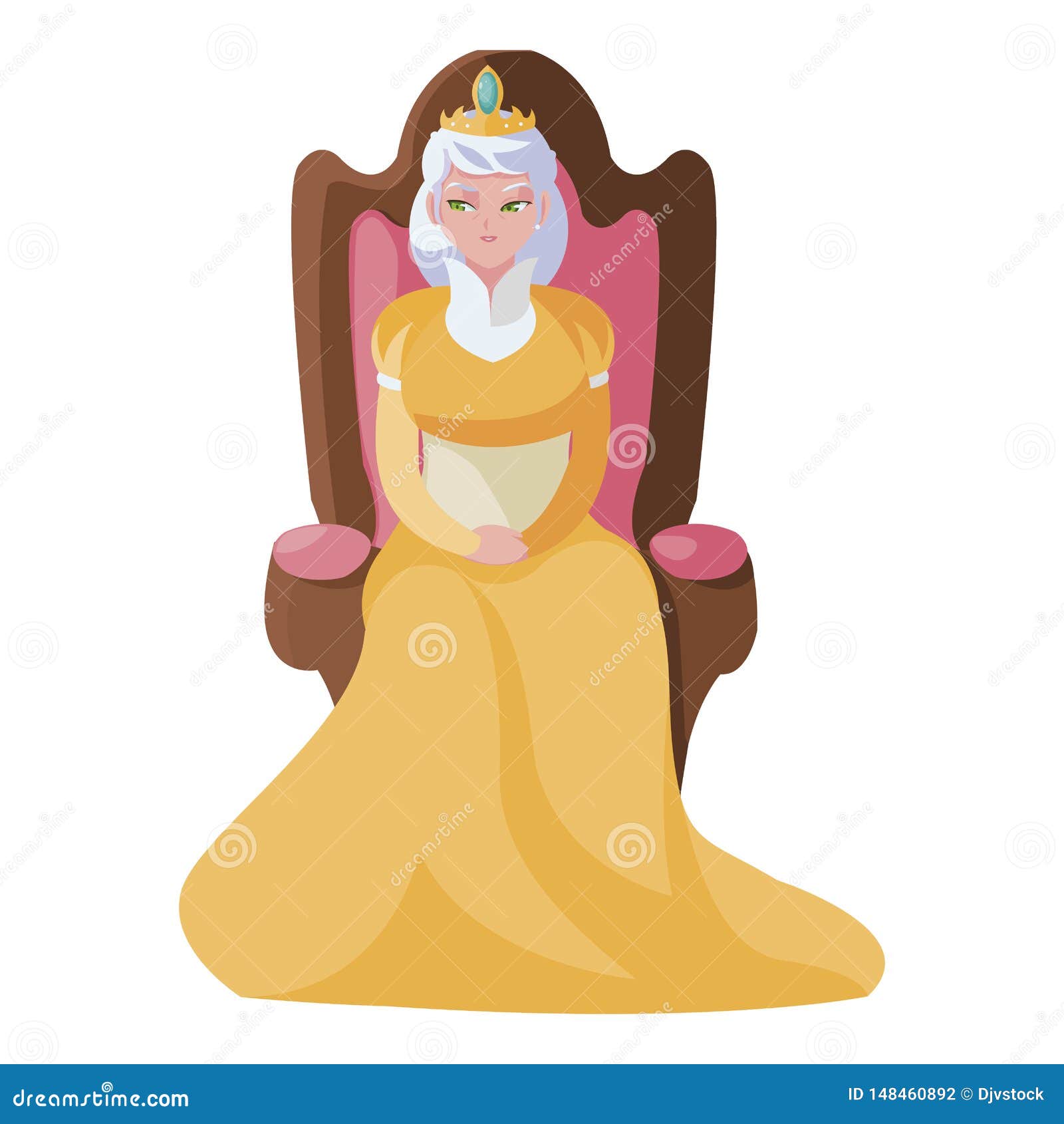 Queen on throne character stock illustration. Illustration of royal ...