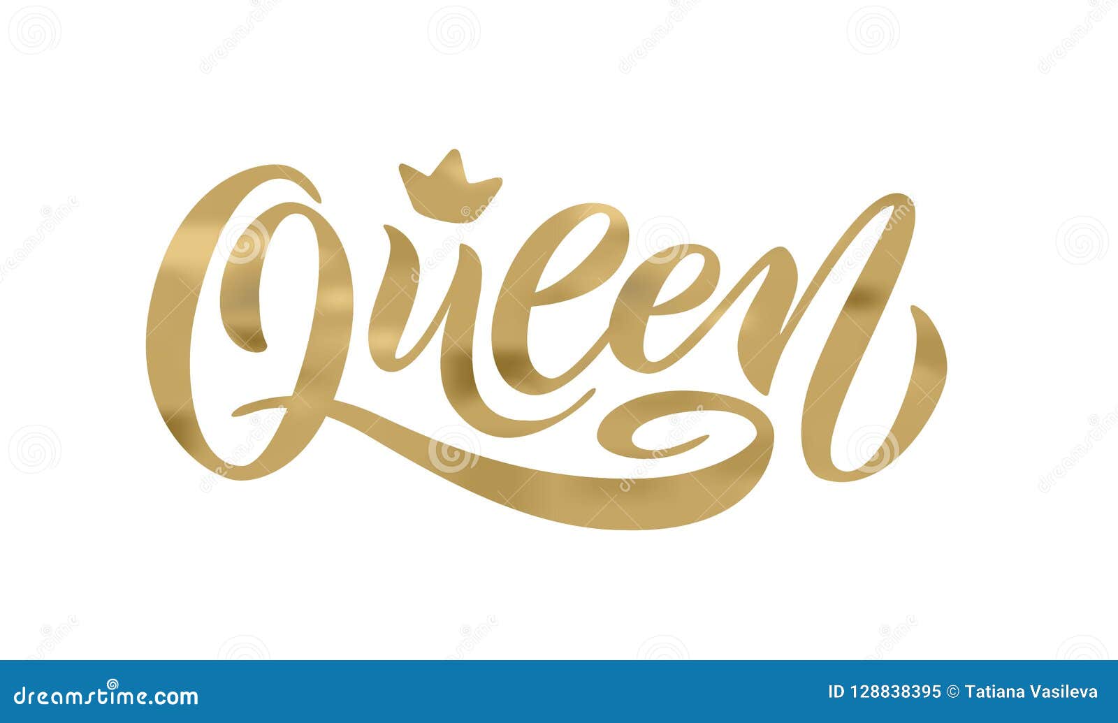 queen word with crown. hand lettering text  