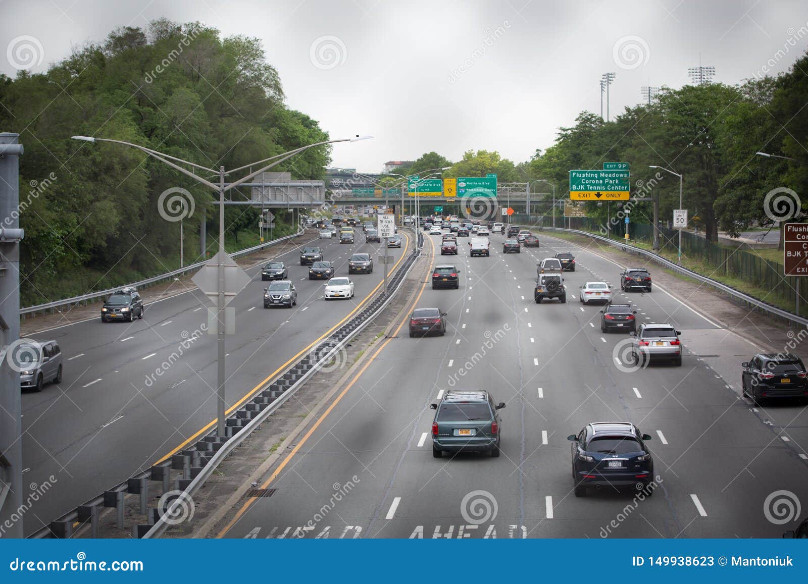 Queens, Grand Central Parkway. New York. Editorial Stock Photo