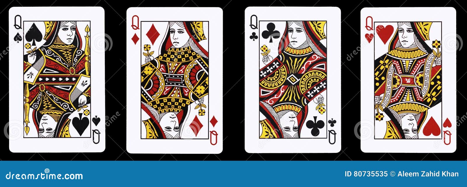 4 queens in a row - playing cards