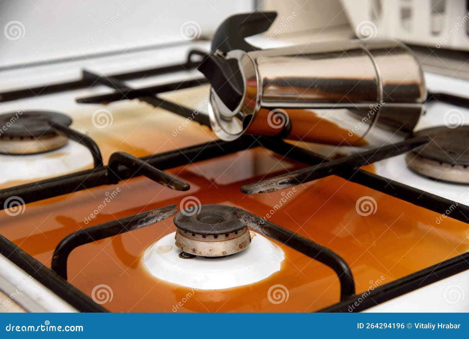 Quemadores de gas en una estufa de gas de cocina