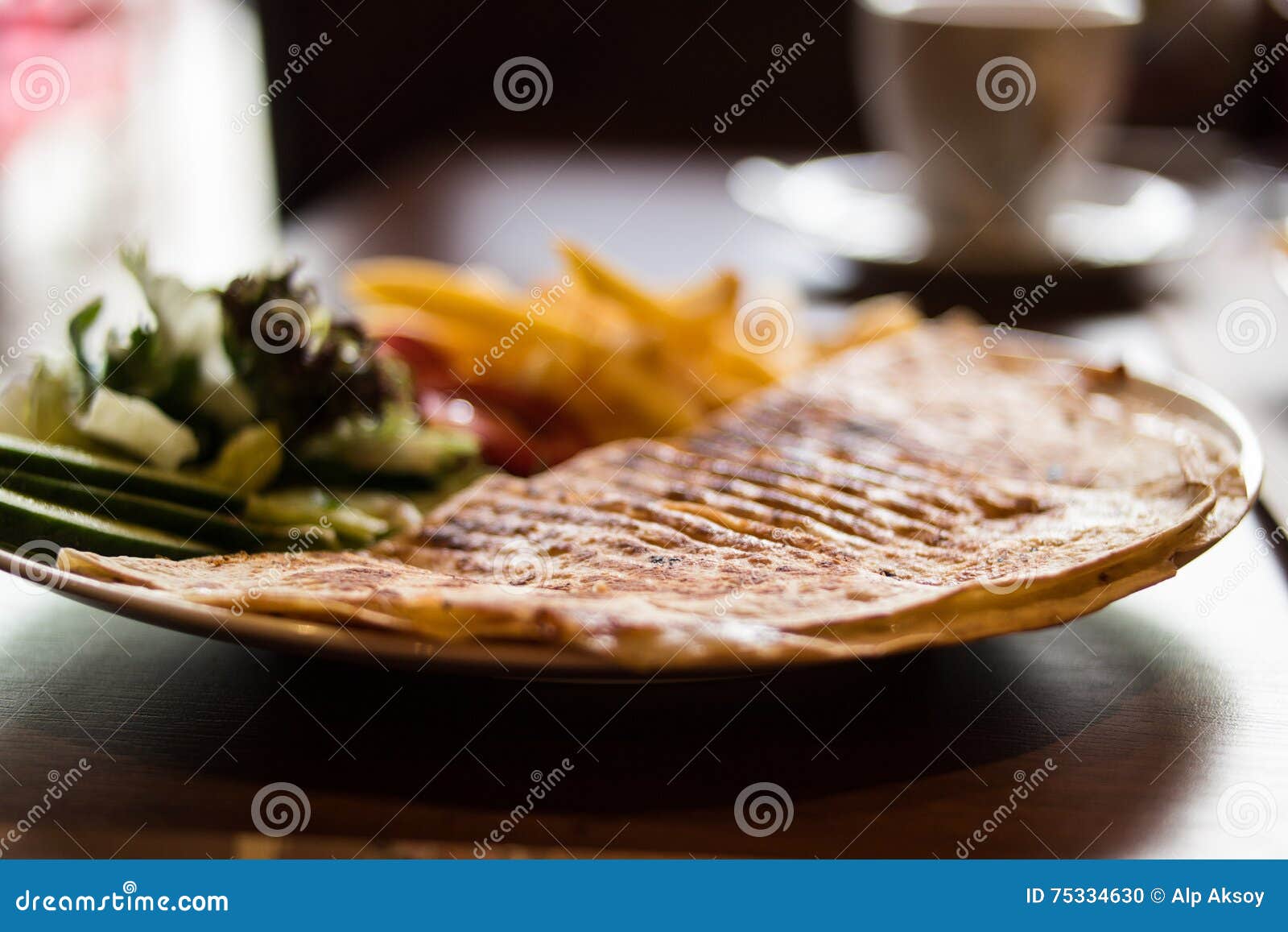 Quesadilla with cheese. stock photo. Image of gourmet 75334630