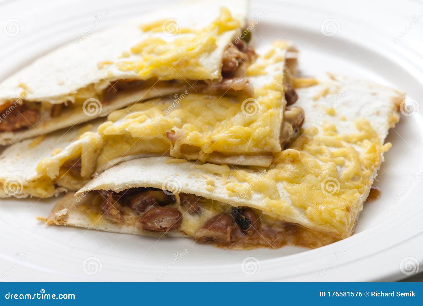 Quesadilla Filled with Beans and Chedar Cheese Stock Photo Image of cuisine, fresh 176581576