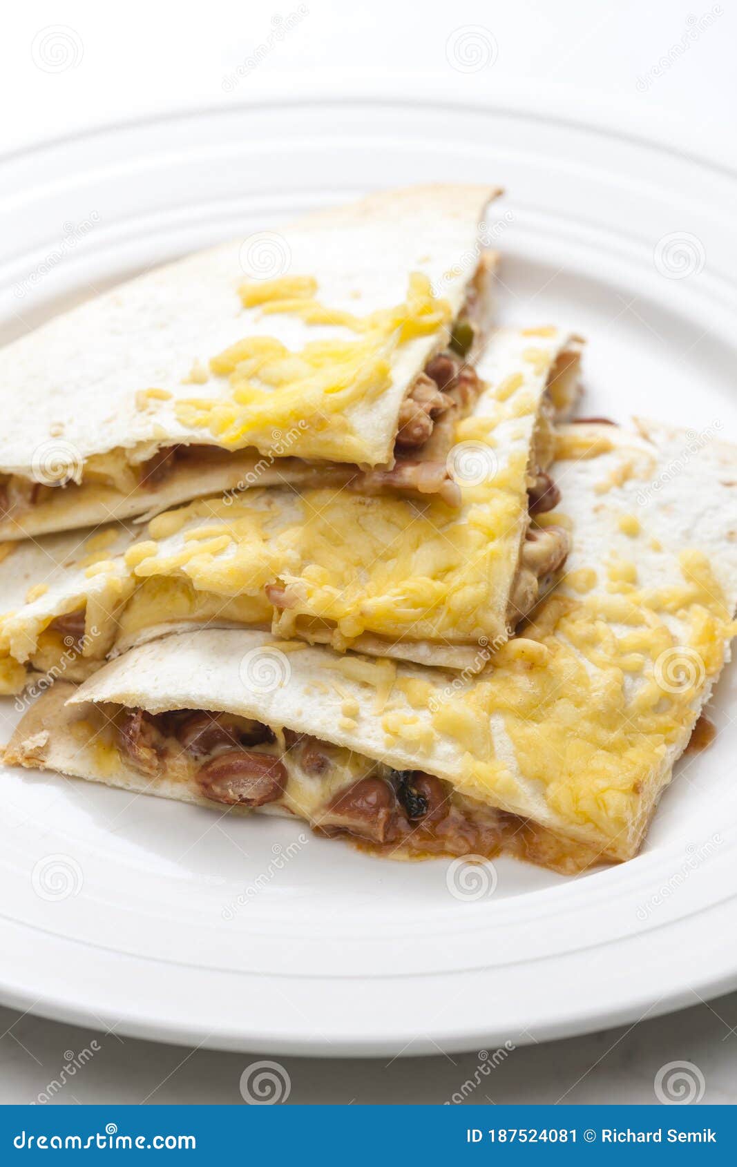 Quesadilla Filled with Beans and Chedar Cheese Stock Image - Image of ...